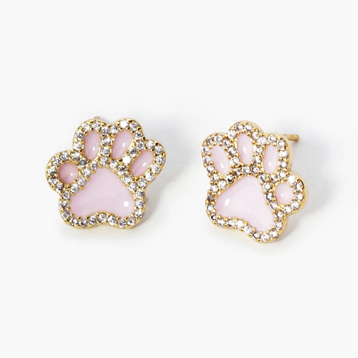 GAME DAY MASCOT CUBIC ZIRCONIA 13MM ENAMEL PAW STUD EARRINGS