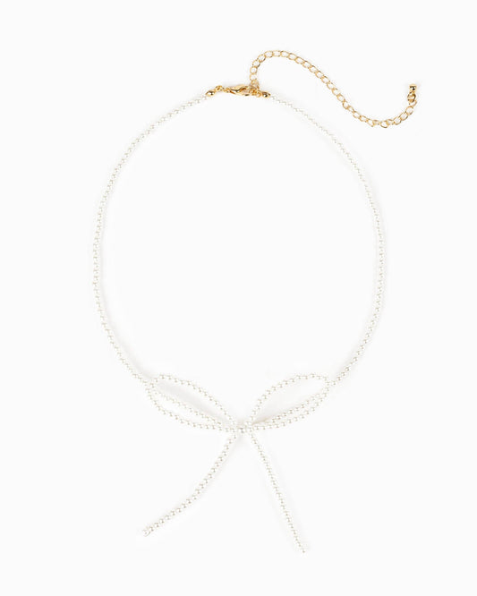 Jumbo Pearl Bow Choker Necklace