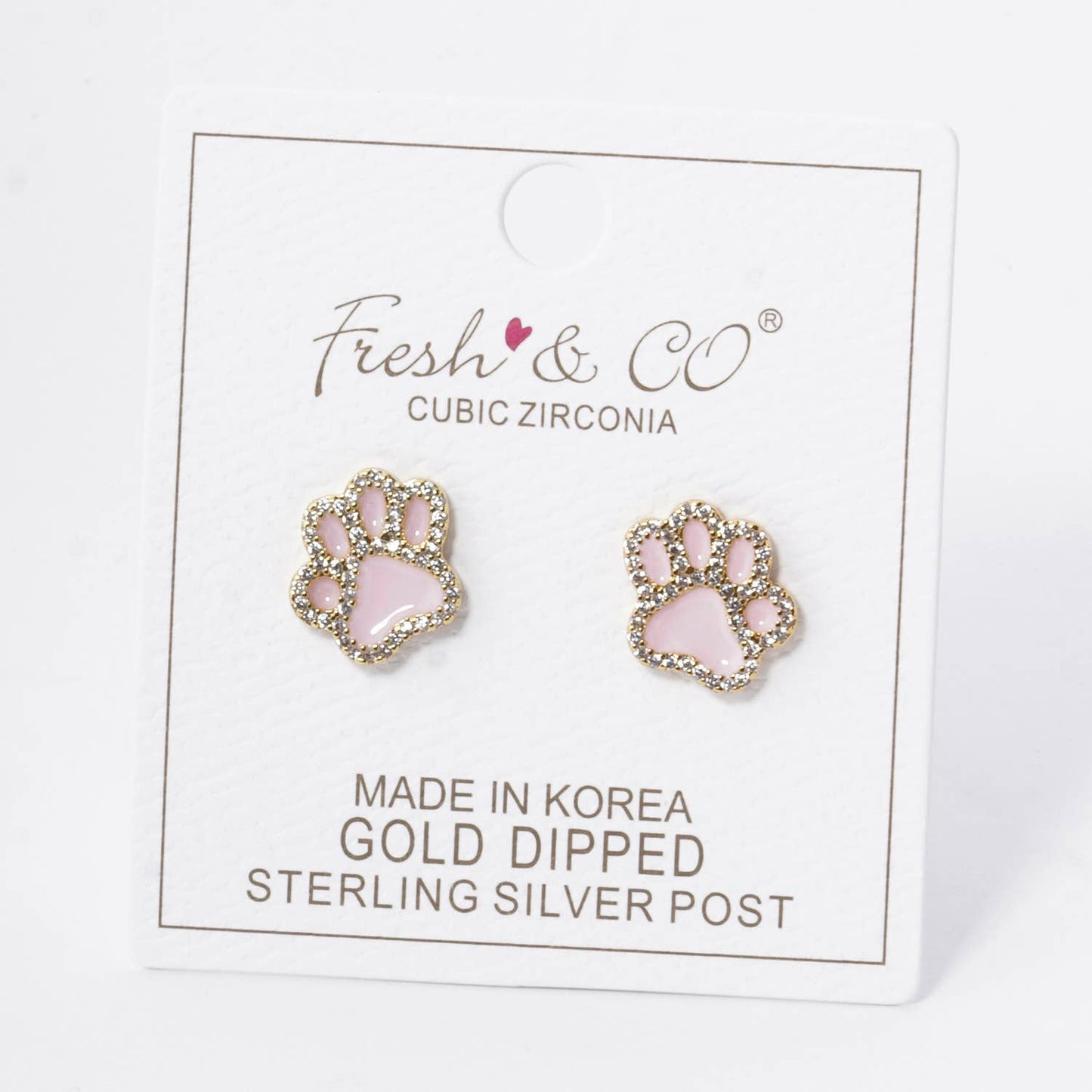 GAME DAY MASCOT CUBIC ZIRCONIA 13MM ENAMEL PAW STUD EARRINGS