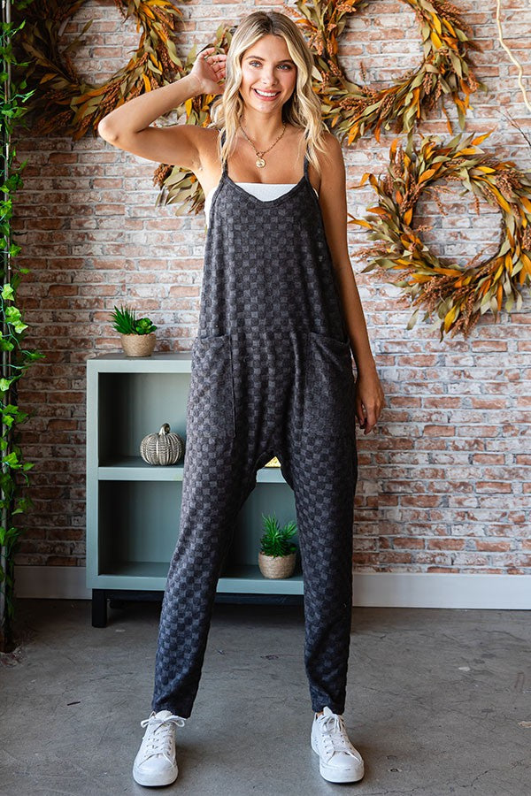 Checkered Textured Jumpsuit