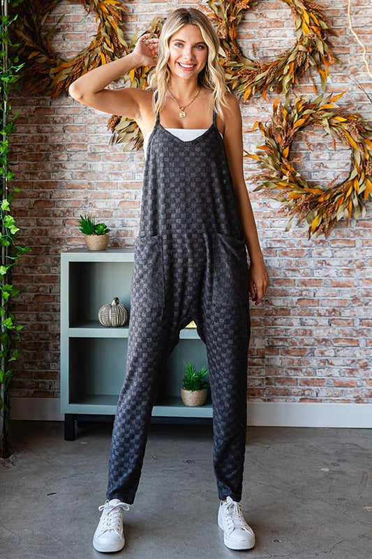 Checkered Textured Jumpsuit