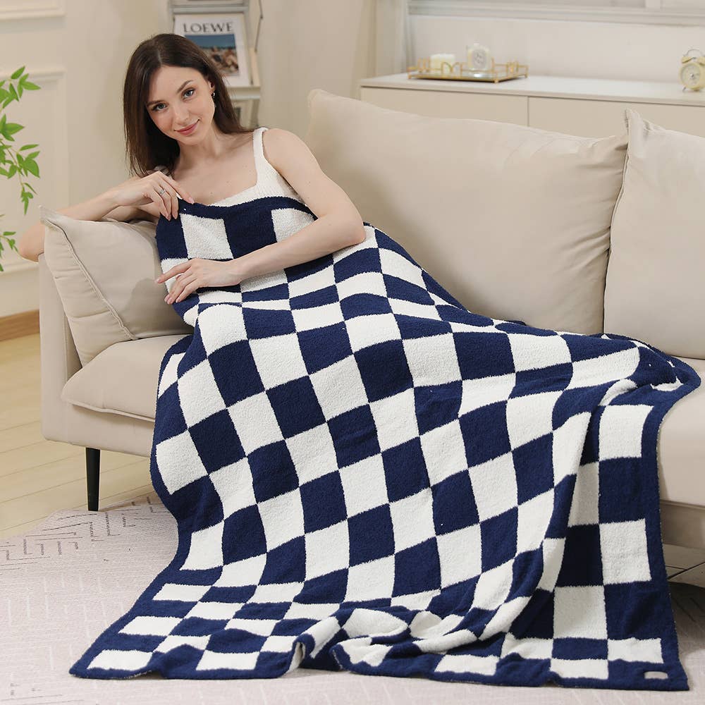 Reversible Checkerboard Patterned Throw Blanket