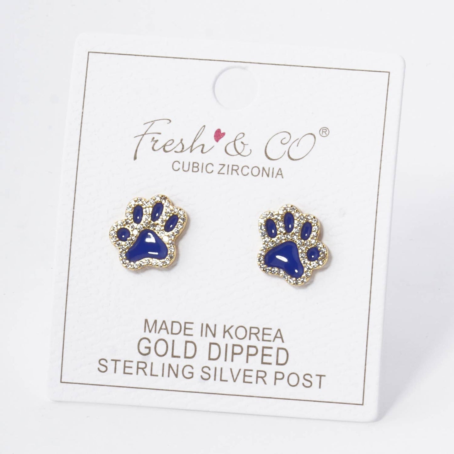 GAME DAY MASCOT CUBIC ZIRCONIA 13MM ENAMEL PAW STUD EARRINGS