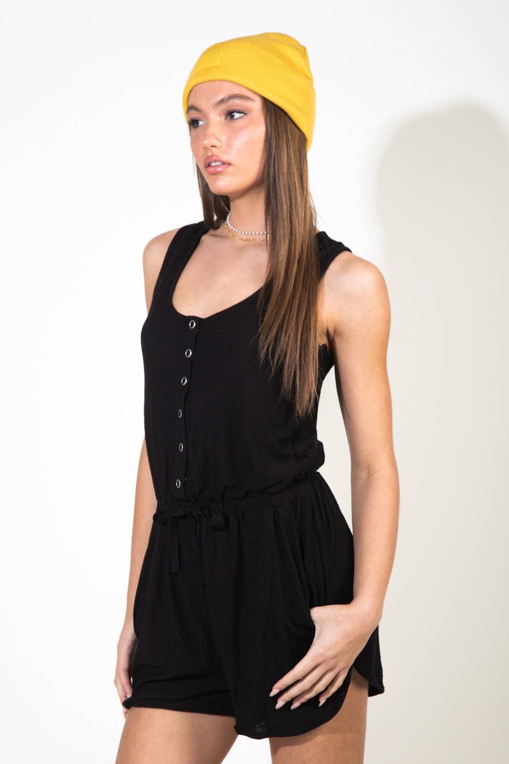 Payton Metal snap button down romper