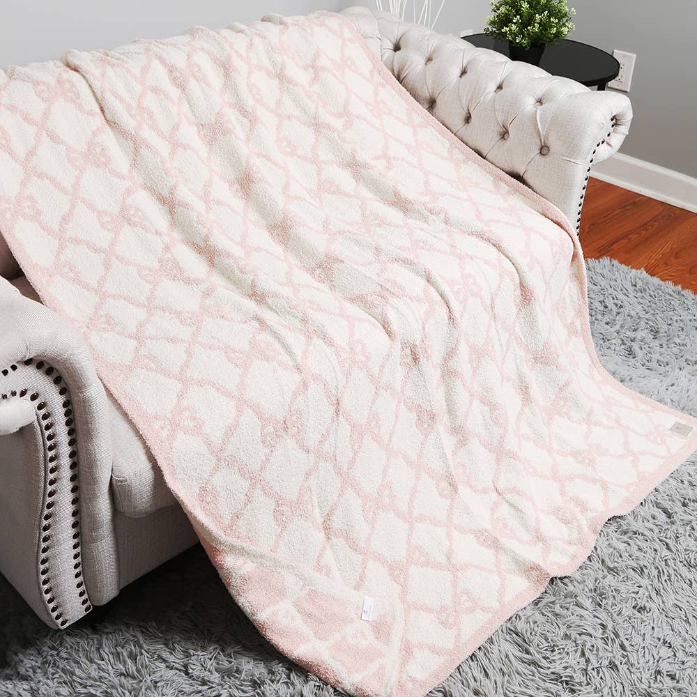 Bow Pattern Printed Reversible Throw Blanket