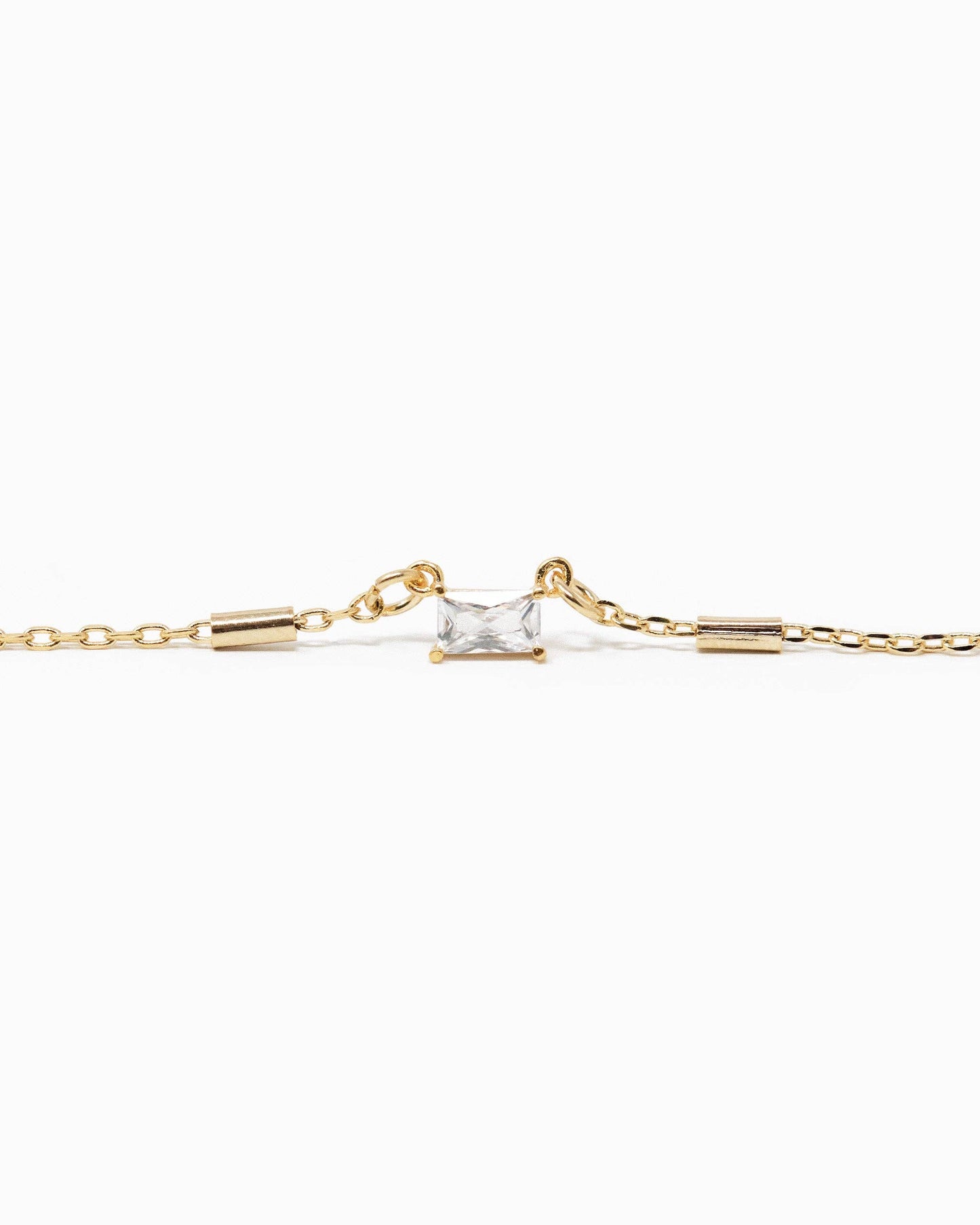 Baguette CZ Pendant Bar Station Chain Necklace