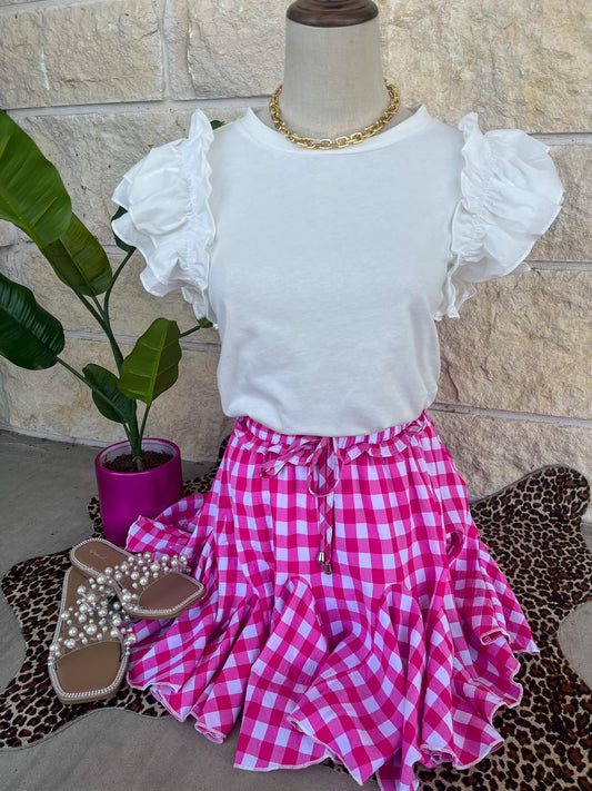 Ruffled Gingham Skorts