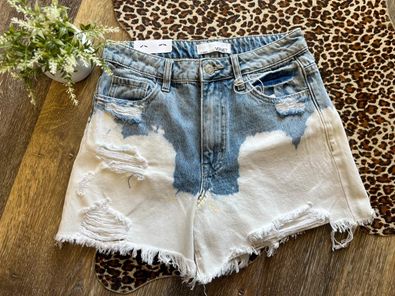 Acid Washed Mom Denim Shorts