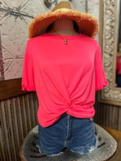 Lovely Twisted Top In Hot Pink