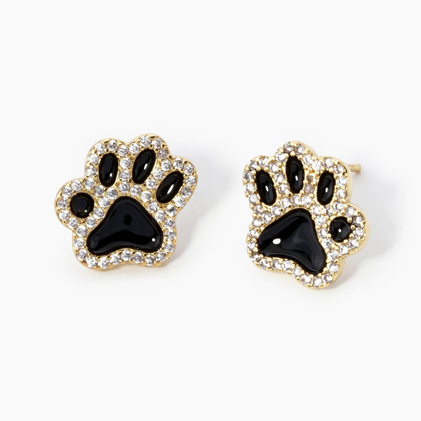 GAME DAY MASCOT CUBIC ZIRCONIA 13MM ENAMEL PAW STUD EARRINGS