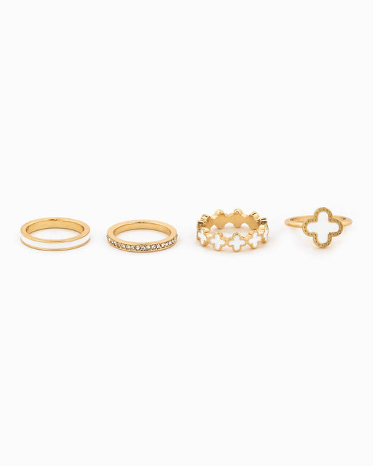 White Clover Matching Rings, Set of 4