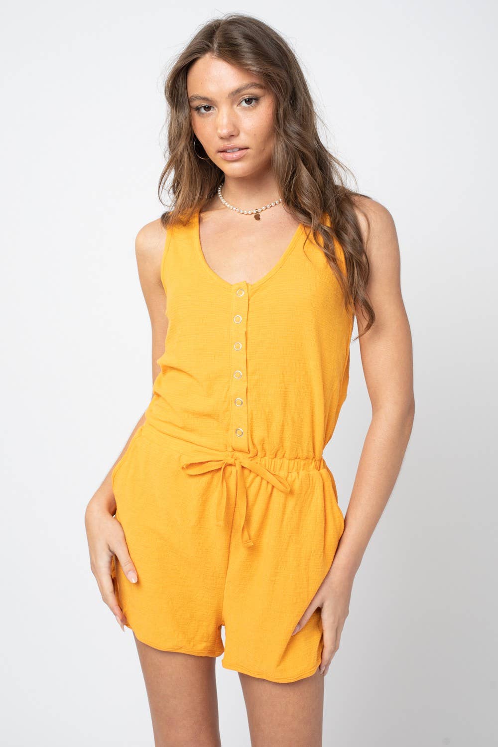 Payton Metal snap button down romper