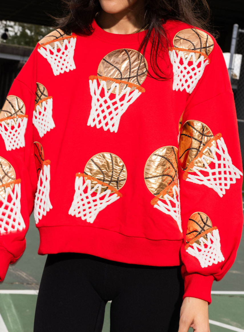 Shooten Hoops Sequin Embroidery Loose Sweatshirt