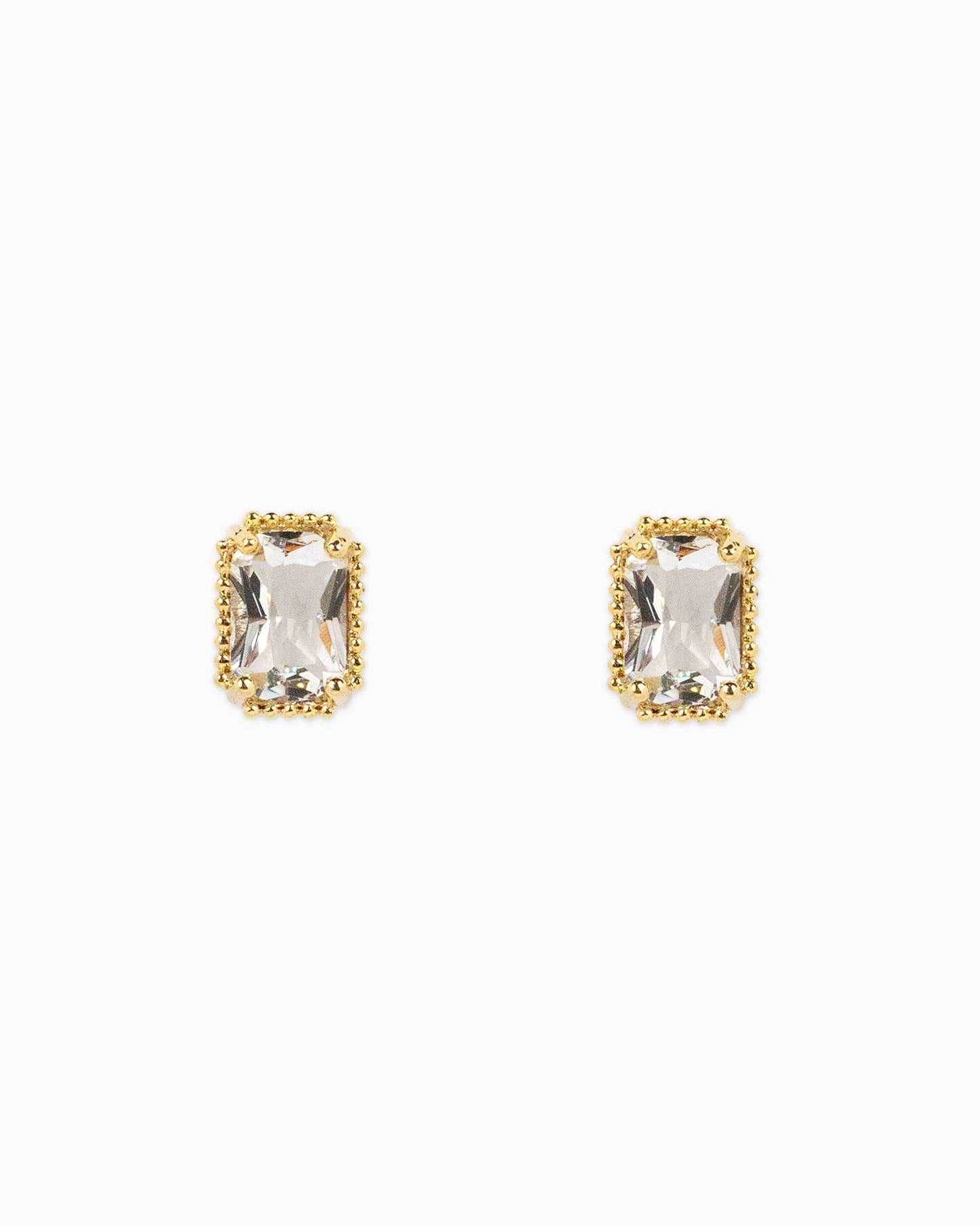 Classic Vintage Style Baguette CZ Post Earrings