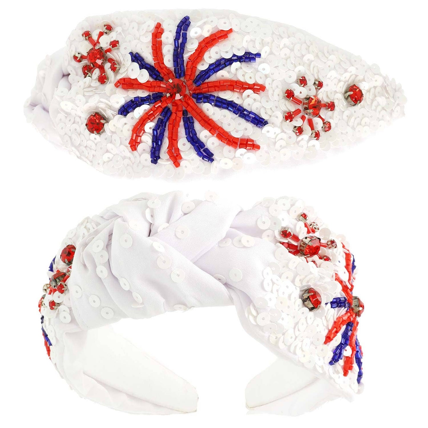 Patriotic Fireworks Sequin Top Knotted Headband