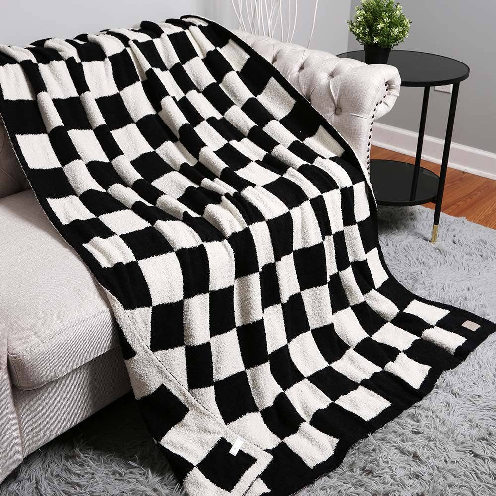 Reversible Checkerboard Patterned Throw Blanket