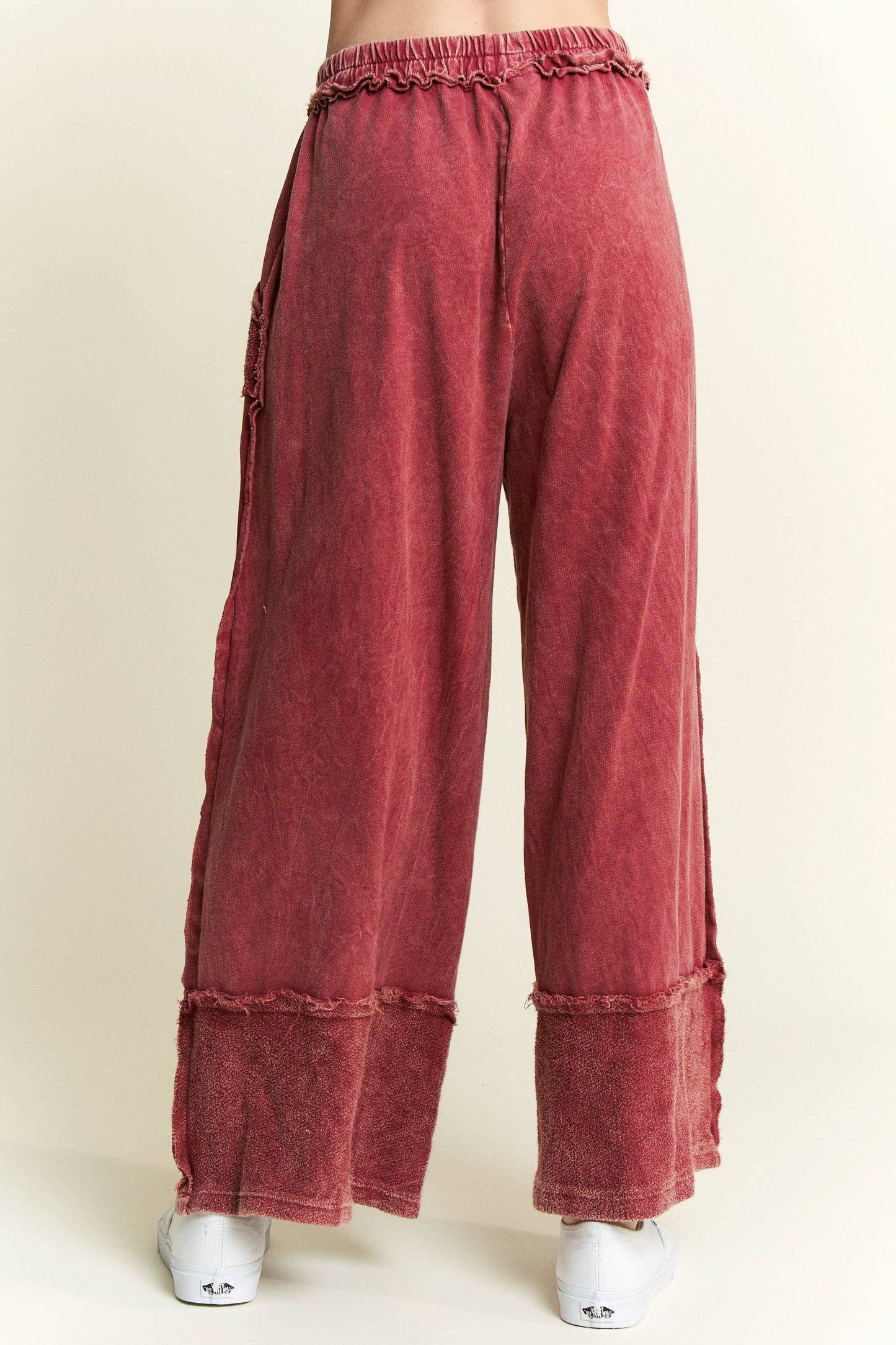 Kodi MineralWash Wide Pants with raw hem frayed details