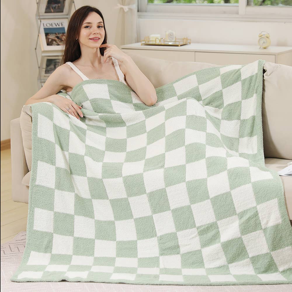 Reversible Checkerboard Patterned Throw Blanket