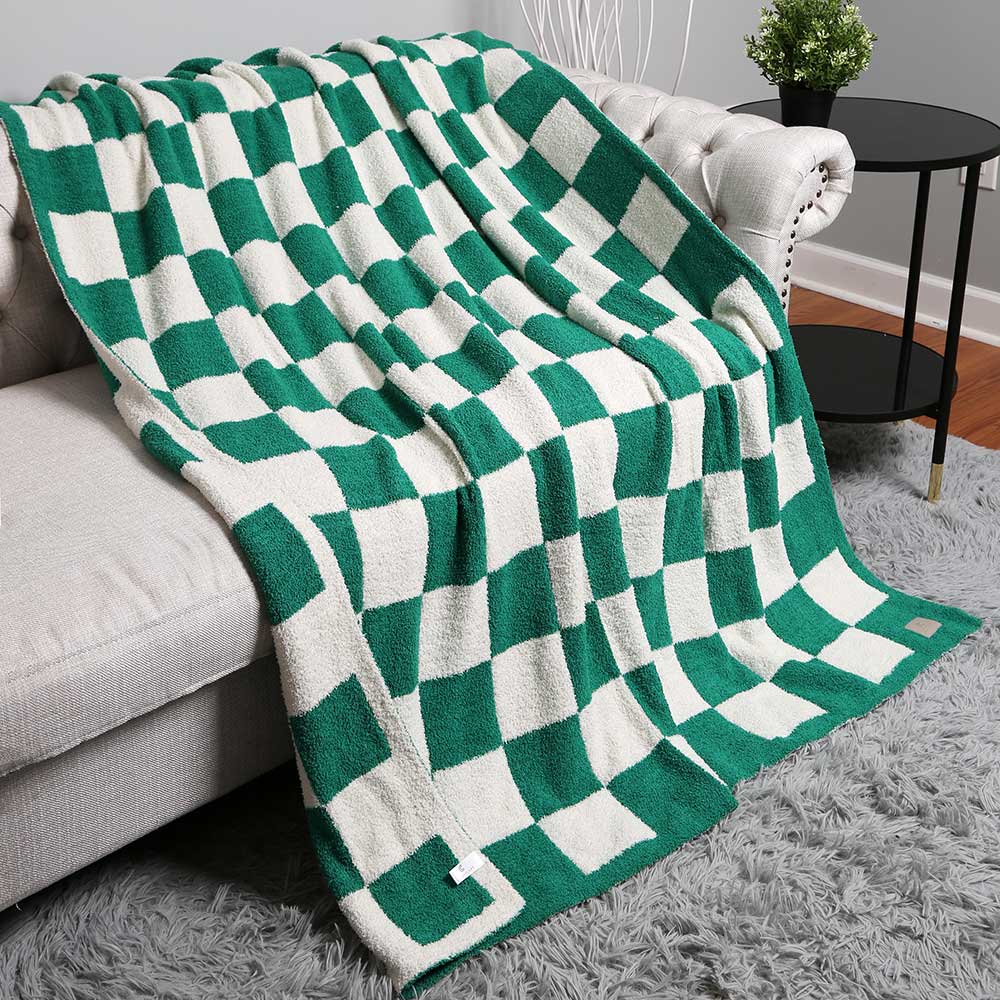 Reversible Checkerboard Patterned Throw Blanket