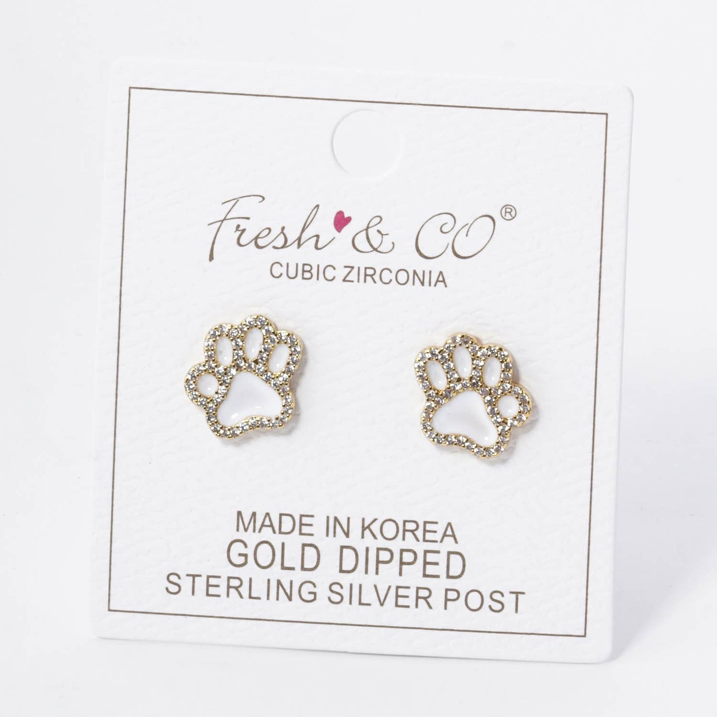 GAME DAY MASCOT CUBIC ZIRCONIA 13MM ENAMEL PAW STUD EARRINGS