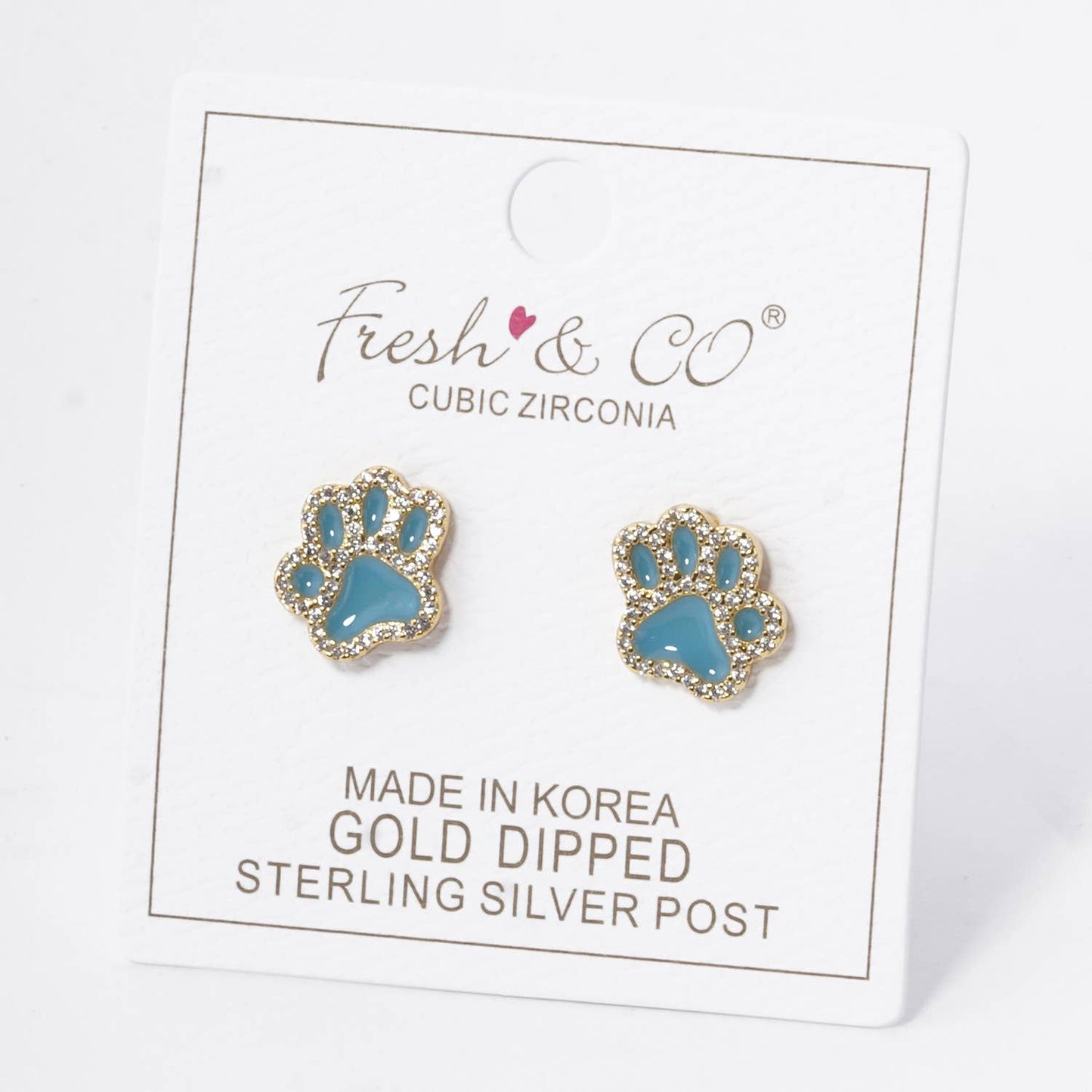 GAME DAY MASCOT CUBIC ZIRCONIA 13MM ENAMEL PAW STUD EARRINGS