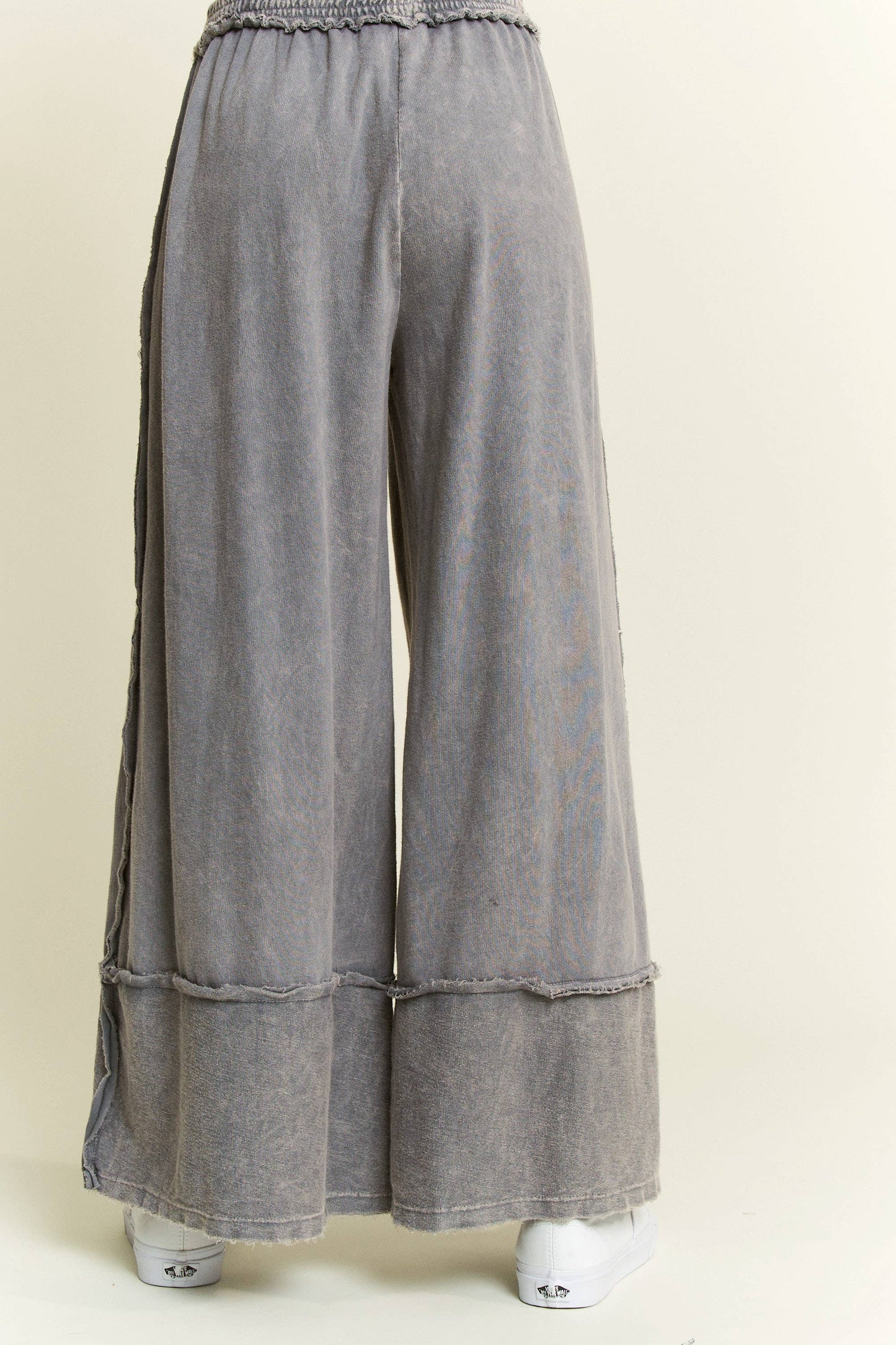 Kodi MineralWash Wide Pants with raw hem frayed details