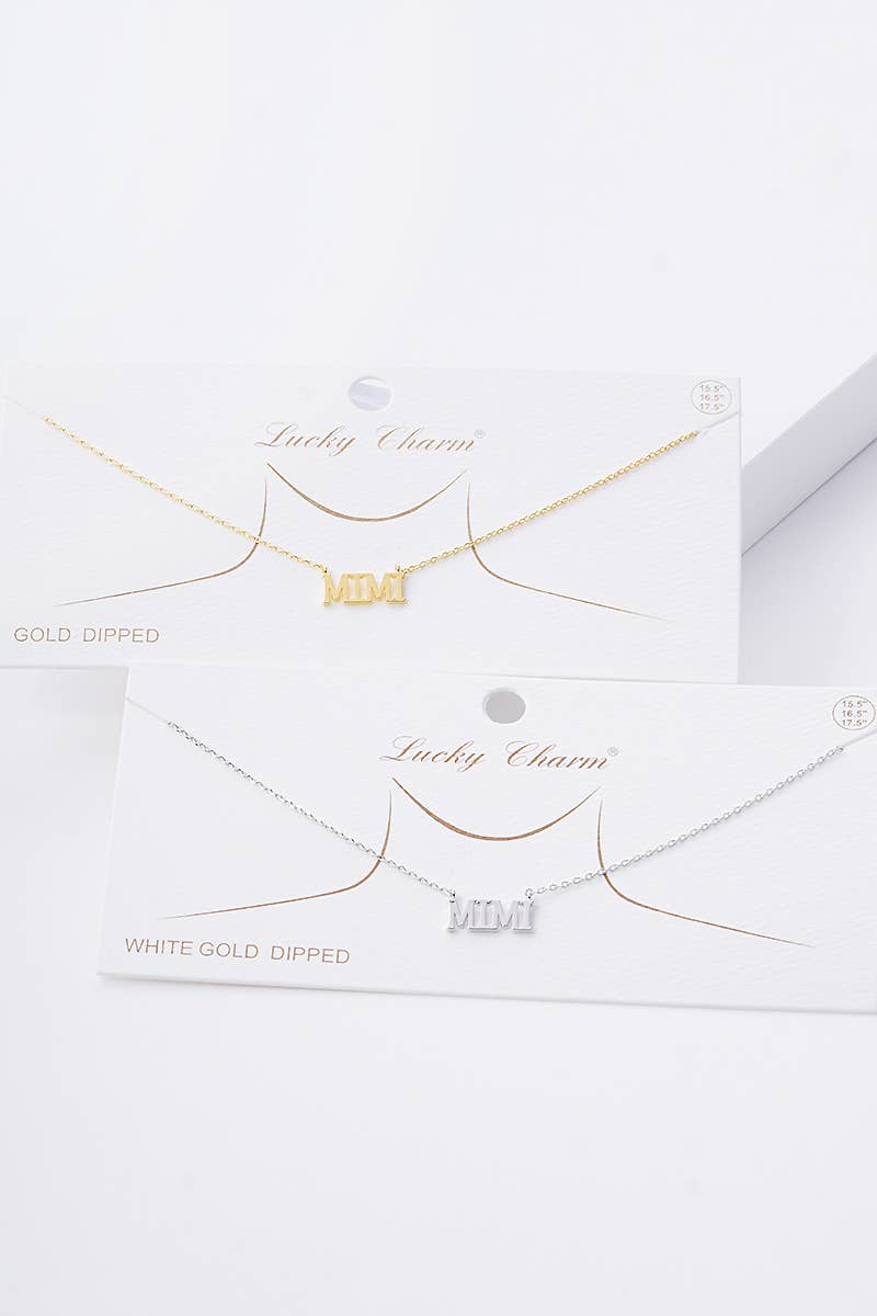 Gold & Silver Plated Bold Letter Mimi Necklace