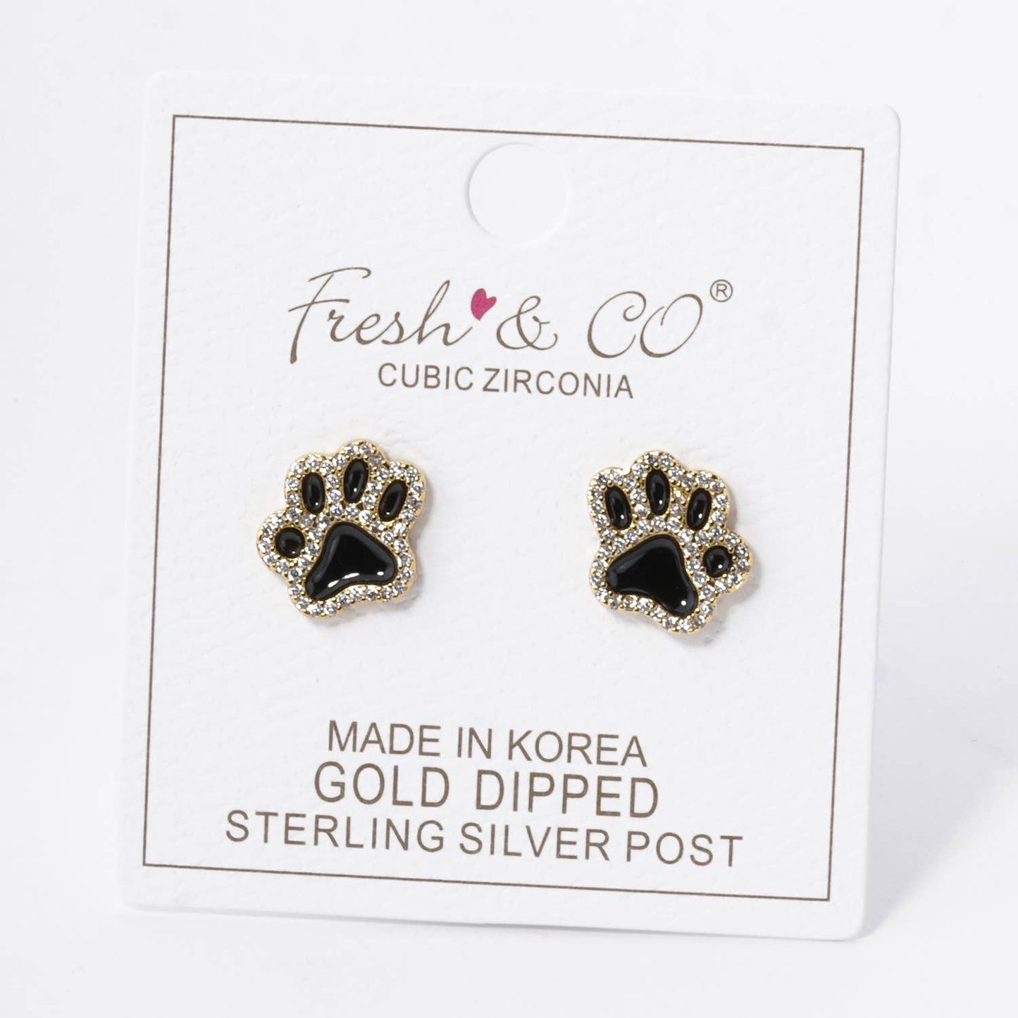 GAME DAY MASCOT CUBIC ZIRCONIA 13MM ENAMEL PAW STUD EARRINGS