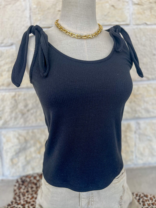 Rib Knot Tank In Black