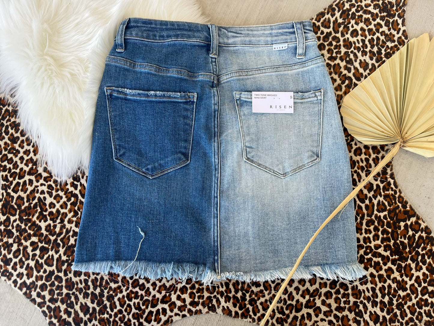 Two Tone Mini Denim Skirt