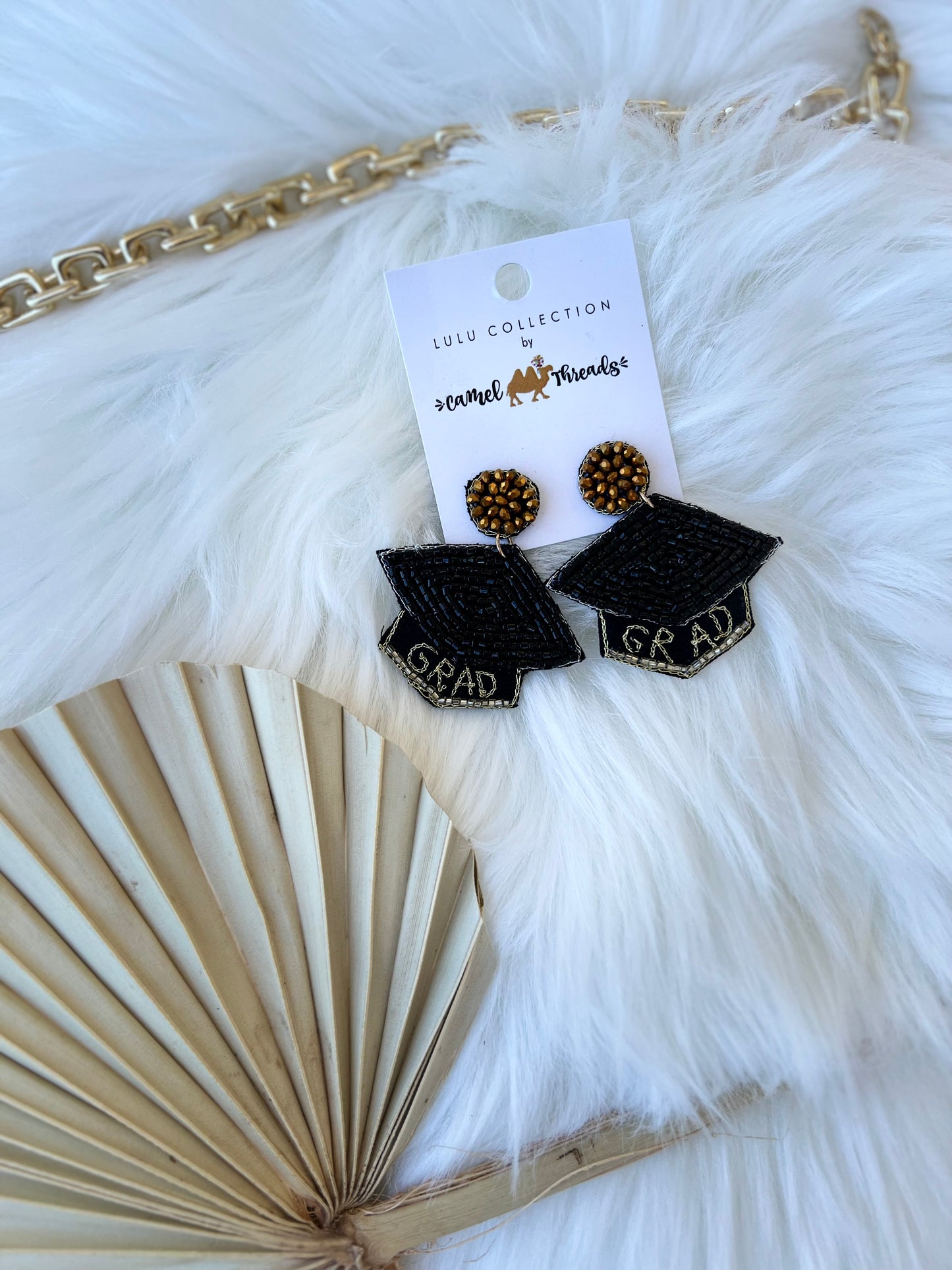 Grad Hat Beaded Earrings