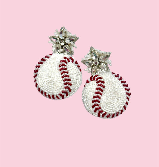 Glitzy Baseball Earrings