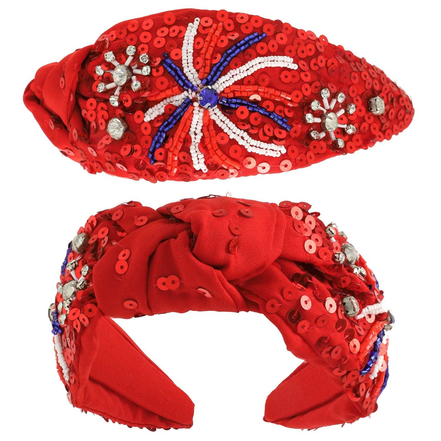 Patriotic Fireworks Sequin Top Knotted Headband