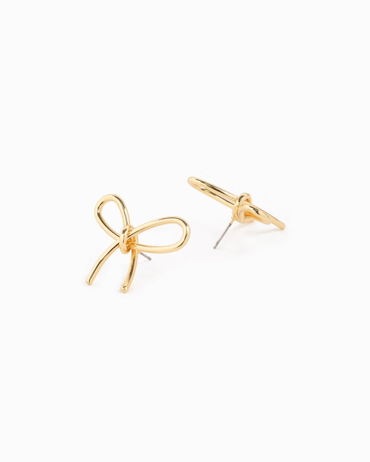 Thin Line Bow Stud Earrings