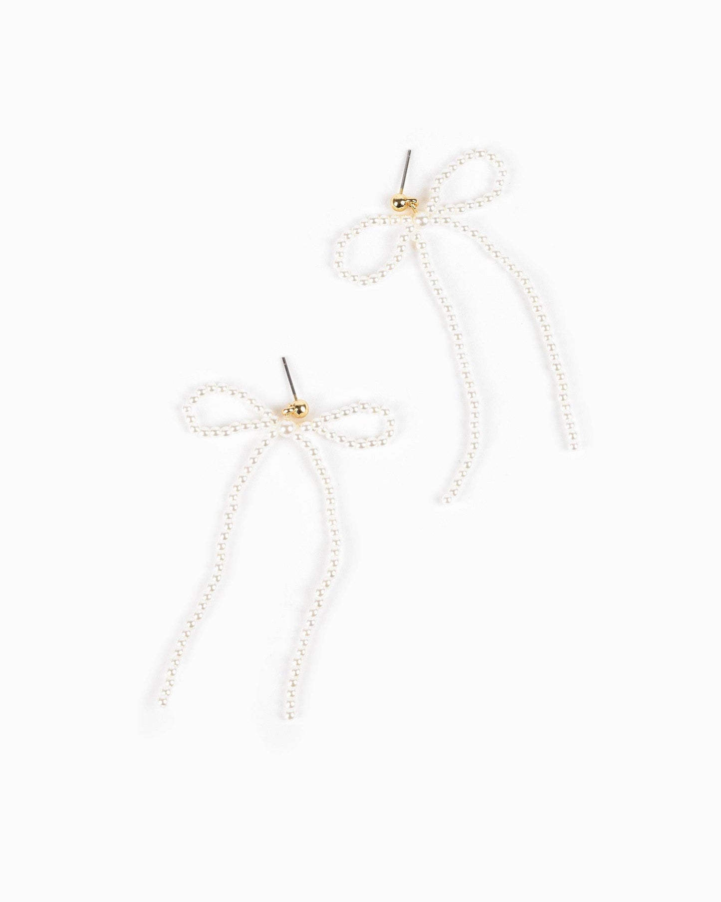 Long Pearl Bow Drop Earrings