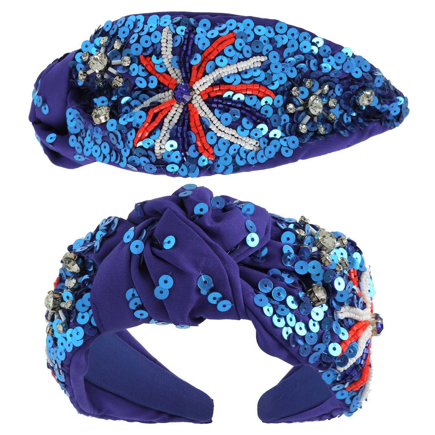 Patriotic Fireworks Sequin Top Knotted Headband