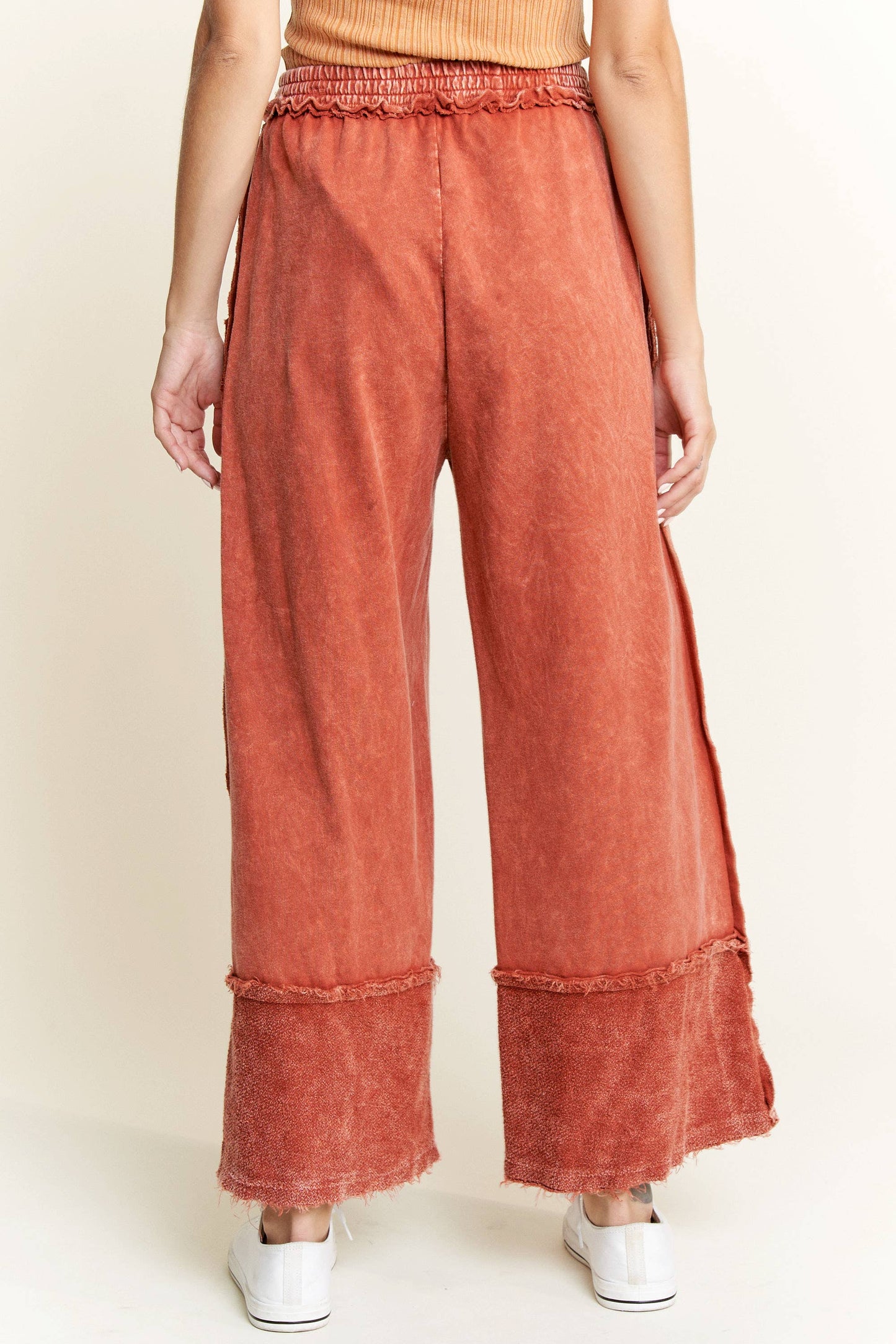 Kodi MineralWash Wide Pants with raw hem frayed details