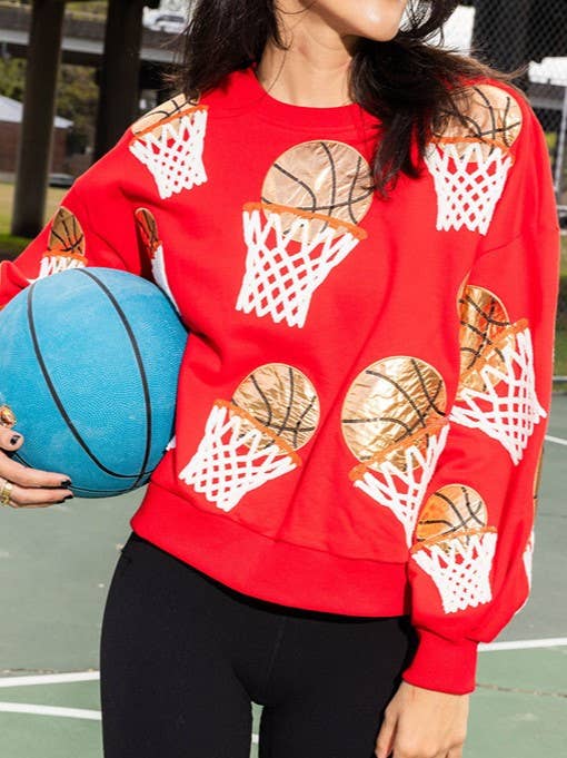 Shooten Hoops Sequin Embroidery Loose Sweatshirt