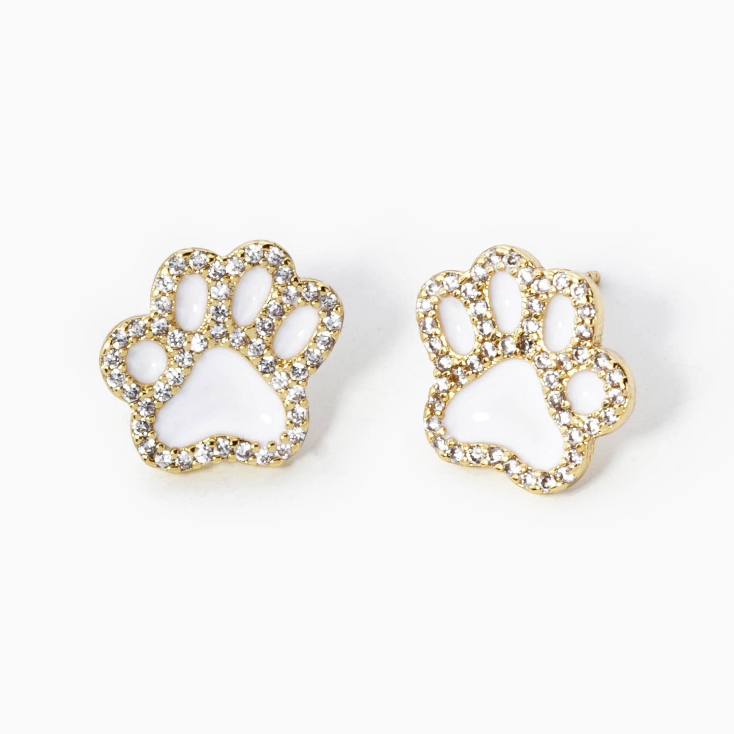 GAME DAY MASCOT CUBIC ZIRCONIA 13MM ENAMEL PAW STUD EARRINGS