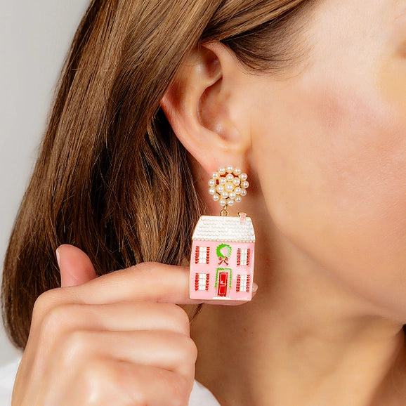 Christmas House Earrings