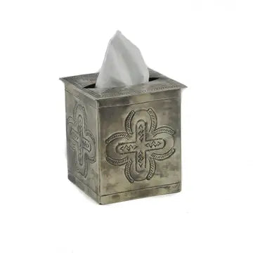 Stamped Silver Tissue Box Cover