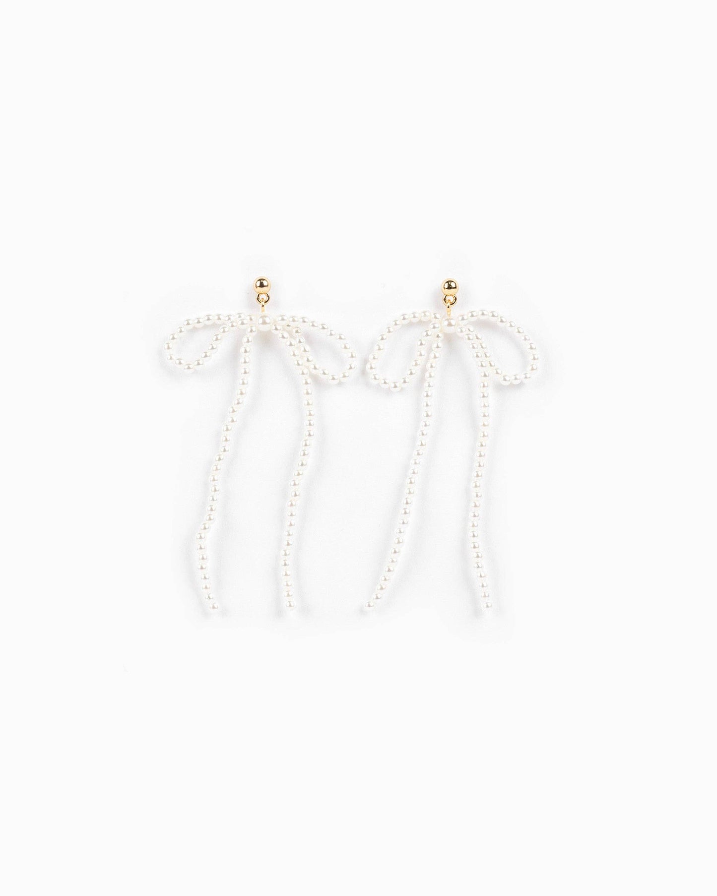 Long Pearl Bow Drop Earrings