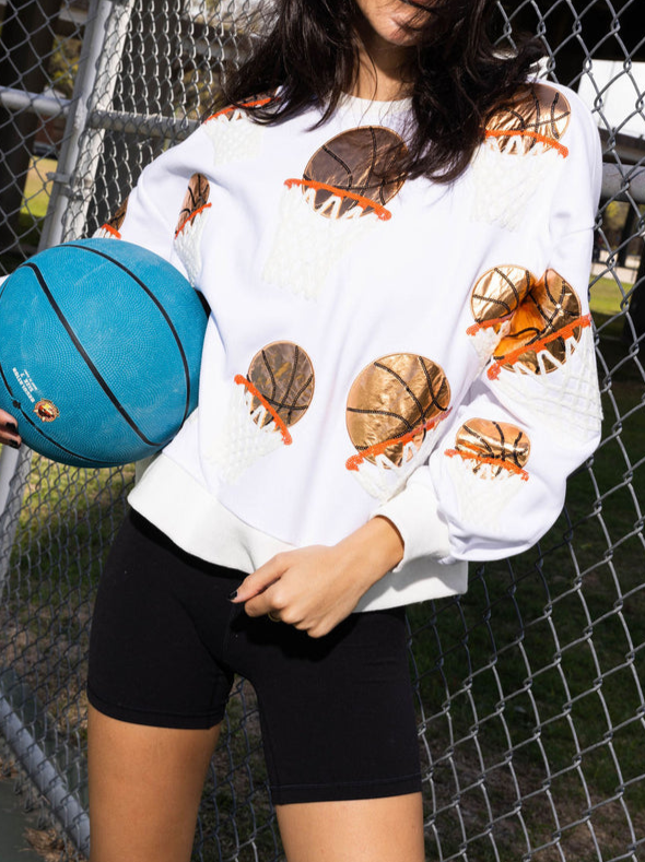 Shooten Hoops Sequin Embroidery Loose Sweatshirt