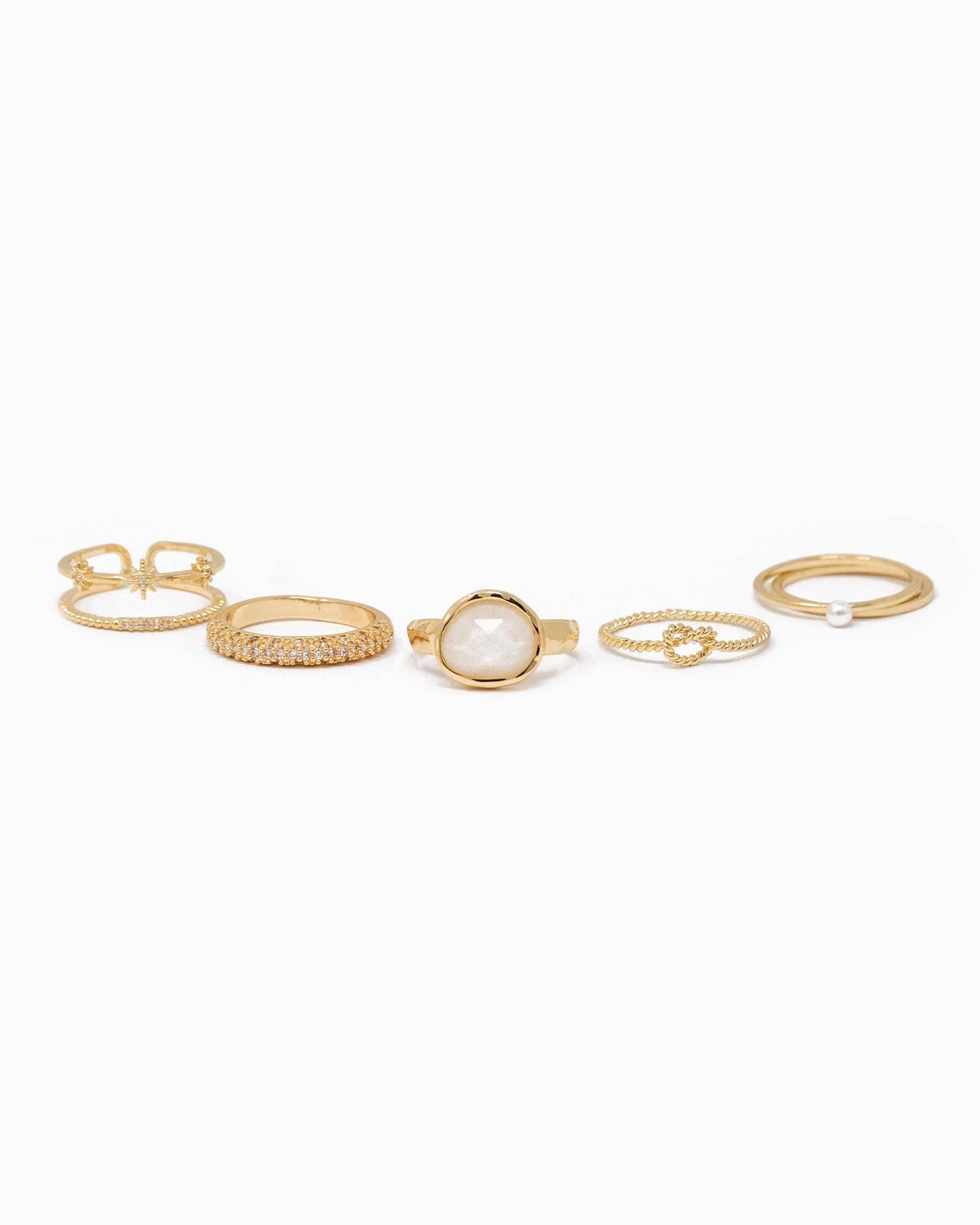 Minimal & Bold Mix Stackable Rings, Set of 5