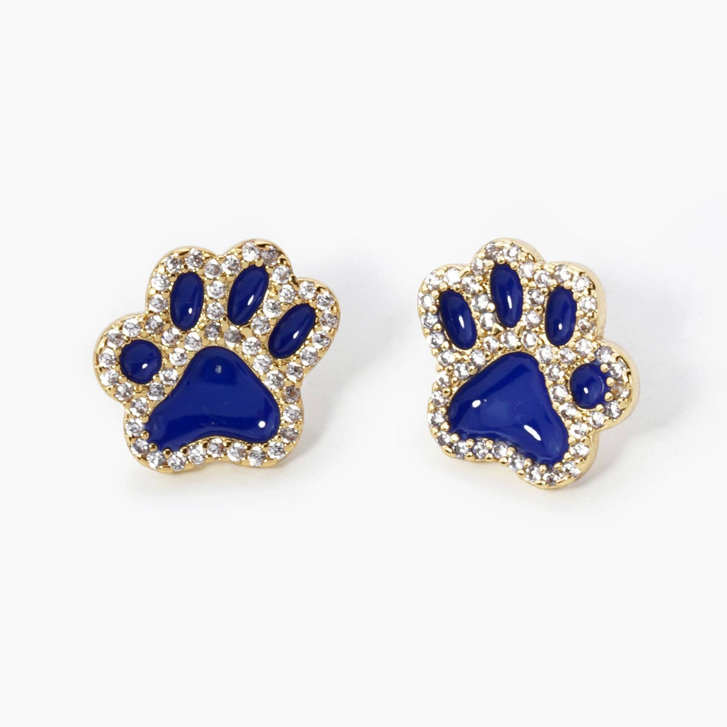 GAME DAY MASCOT CUBIC ZIRCONIA 13MM ENAMEL PAW STUD EARRINGS