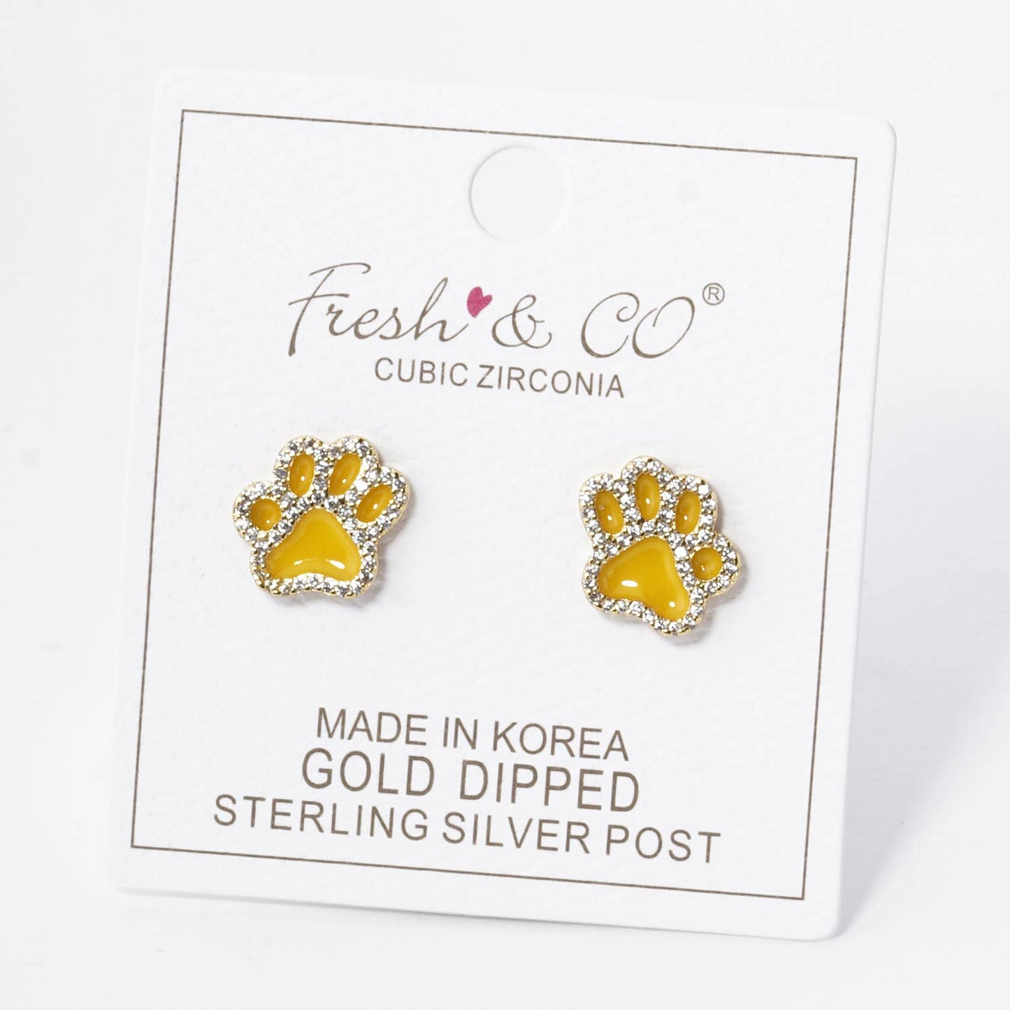 GAME DAY MASCOT CUBIC ZIRCONIA 13MM ENAMEL PAW STUD EARRINGS