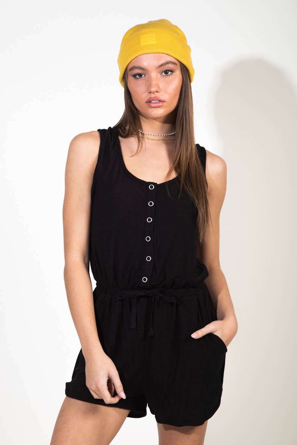 Payton Metal snap button down romper