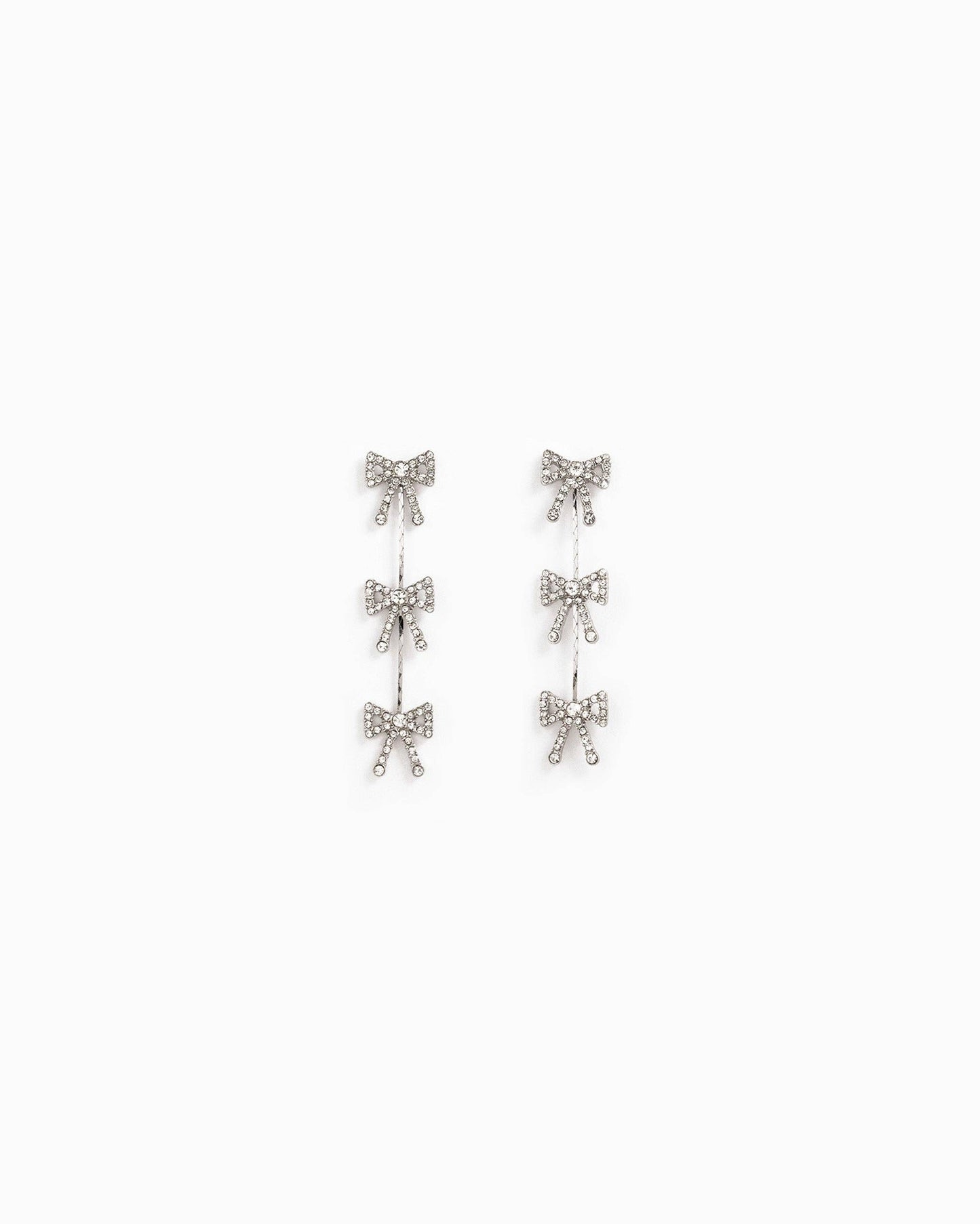 Triple CZ Pave Bow by the Yard Drop Earrings