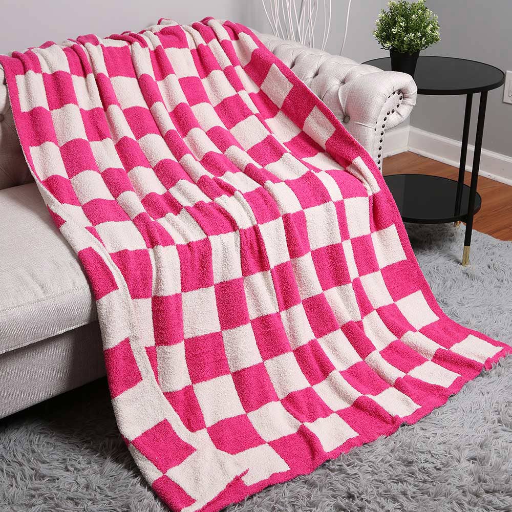 Reversible Checkerboard Patterned Throw Blanket