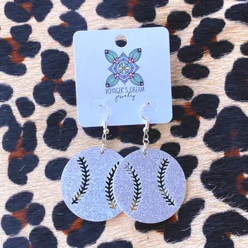 Purple Baseball Earrings